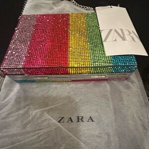 Zara Colorful Rhinestone Chain Clutch